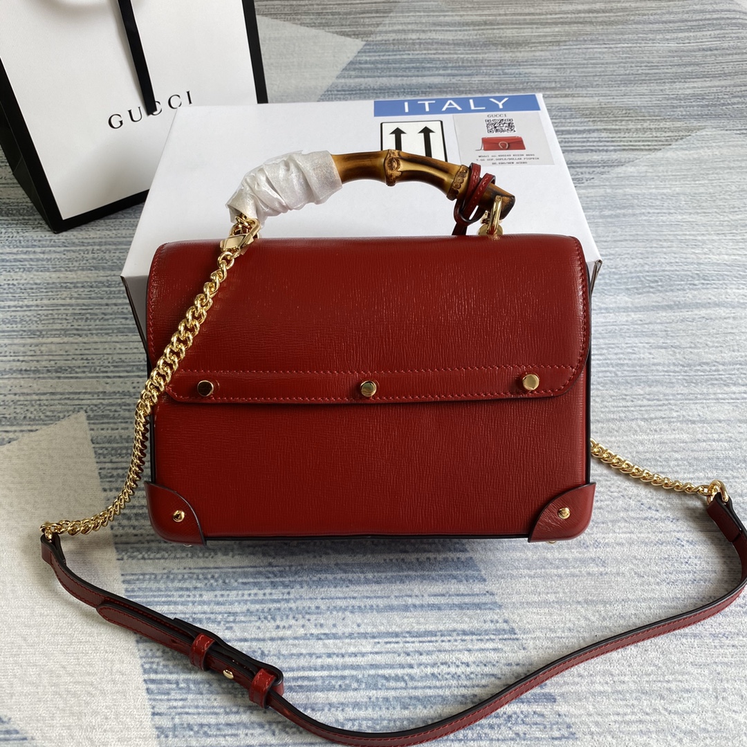 Gucci Padlock Leather Small Bamboo Shoulder Bag ?603221 Red